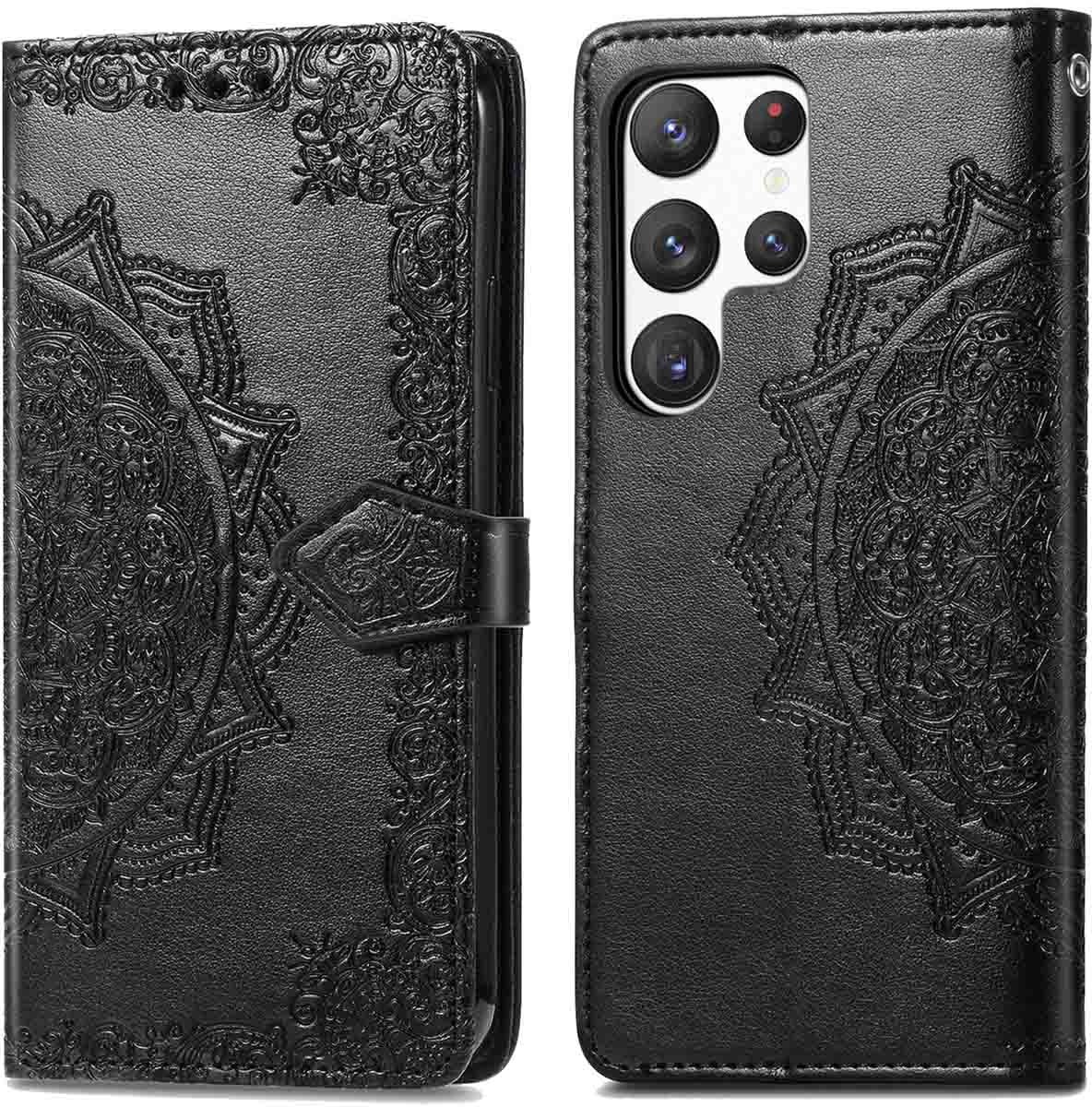 imoshion Hoesje - Geschikt voor Samsung Galaxy S23 Ultra - Mandala Bookcase - Zwart