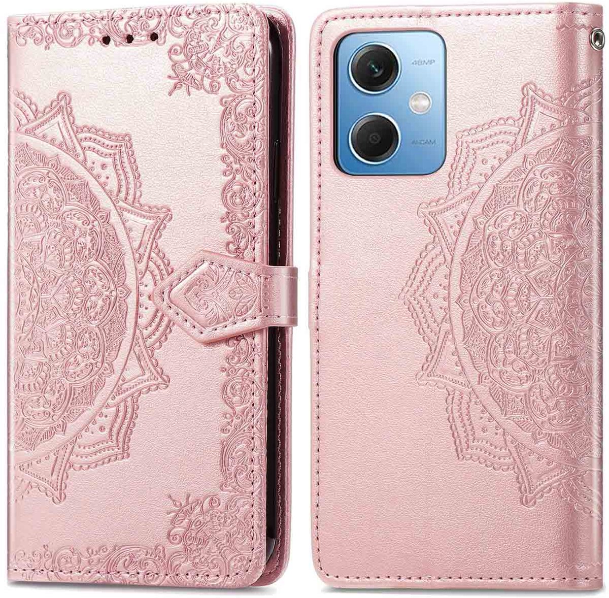 imoshion Hoesje - Geschikt voor Xiaomi Redmi Note 12 - Mandala Bookcase - Rosé Goud