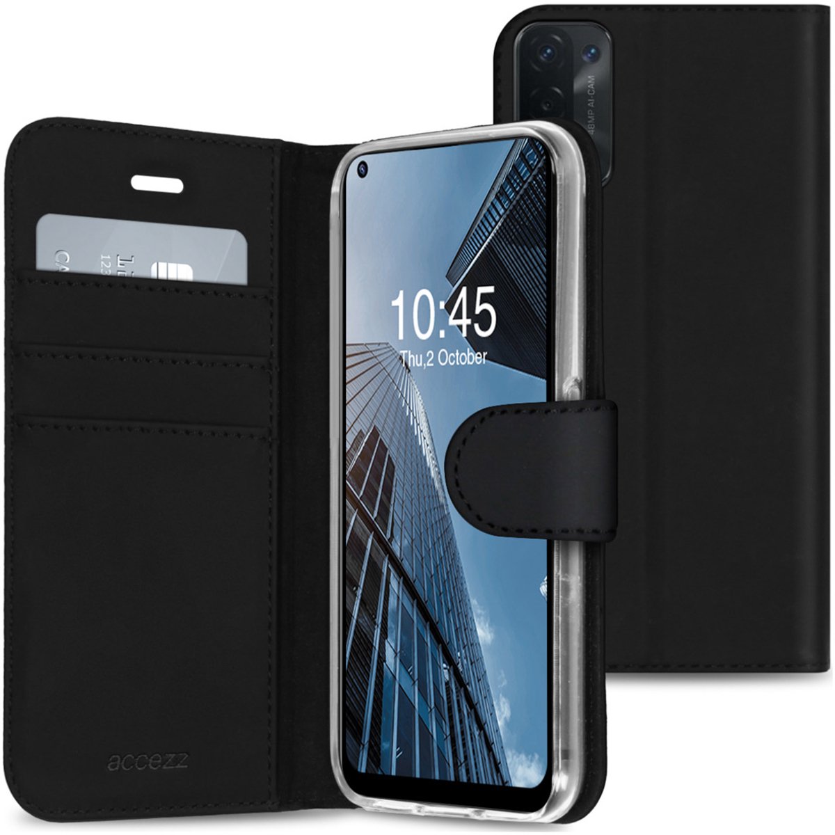 Accezz Hoesje - Geschikt voor Oppo A74 (5G) / Oppo A54 (5G) - Wallet Softcase Bookcase - Zwart