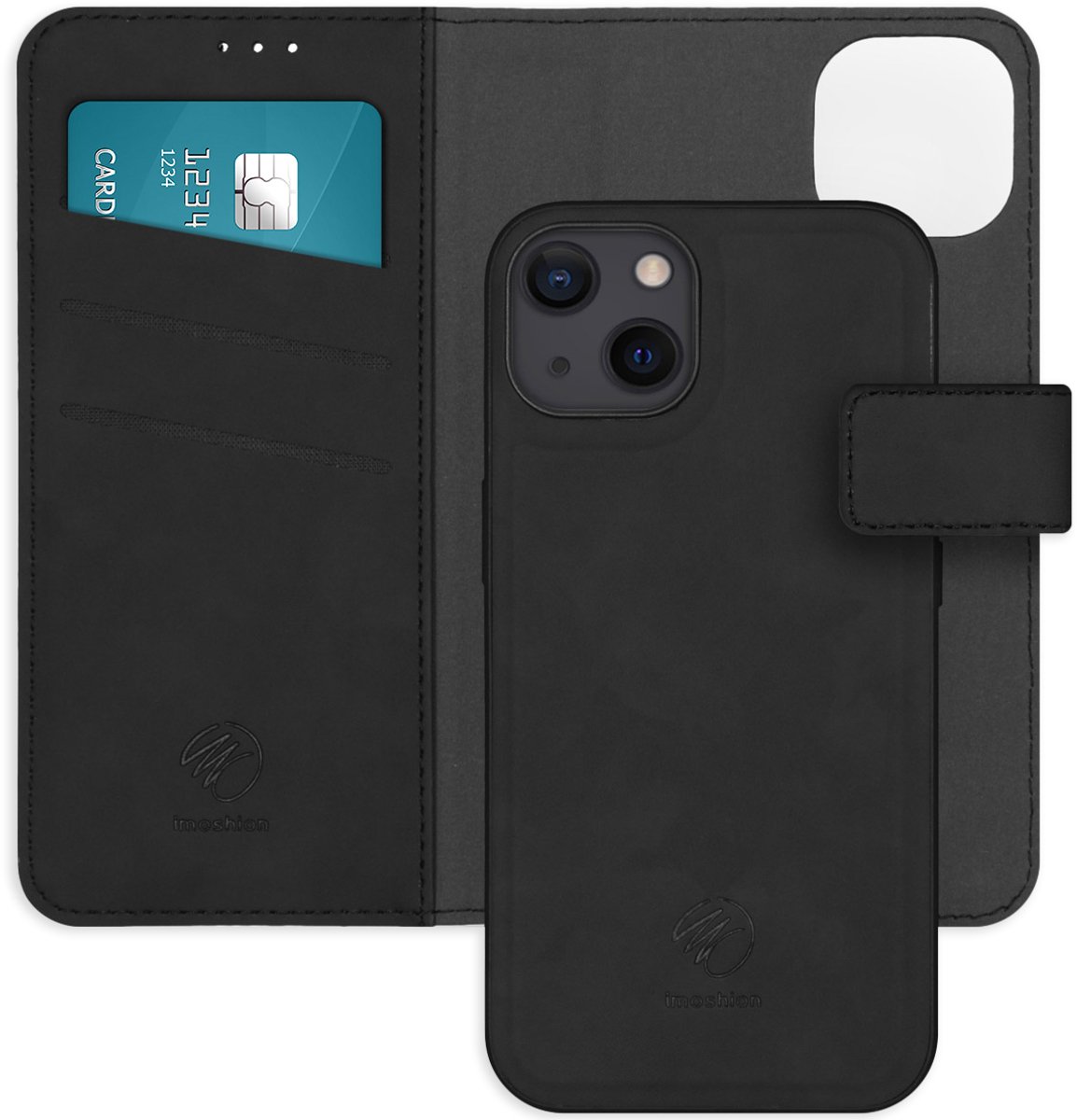 imoshion Hoesje - Geschikt voor Apple iPhone 13 - Uitneembare 2-in-1 Luxe Bookcase - Zwart