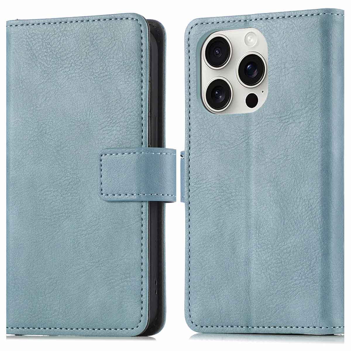 imoshion Hoesje - Geschikt voor Apple iPhone 16 Pro - Luxe Bookcase - Lichtblauw