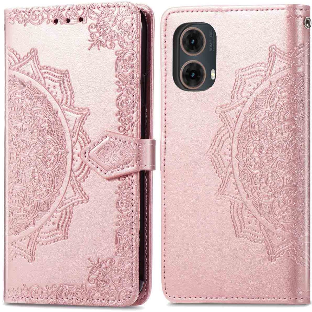 imoshion Hoesje - Geschikt voor Motorola Moto G85 - Mandala Bookcase - Rosé Goud