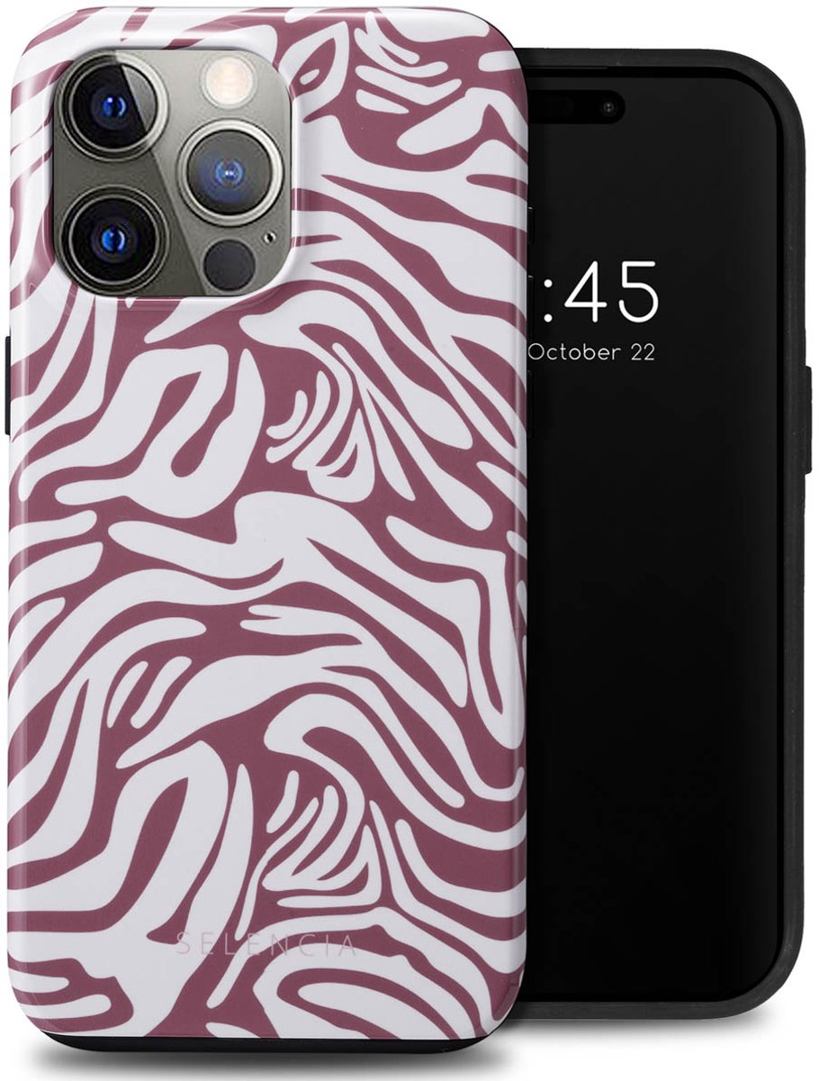 Selencia Hoesje - Geschikt voor Apple iPhone 15 Pro Max - Backcover - Trippy Swirl Dark Rose