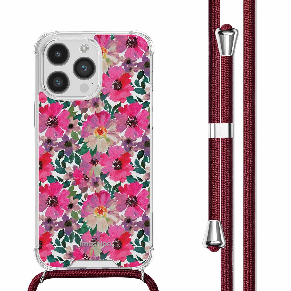 imoshion Hoesje - Geschikt voor Apple iPhone 14 Pro - Design Hoesje met Koord - Flower Water