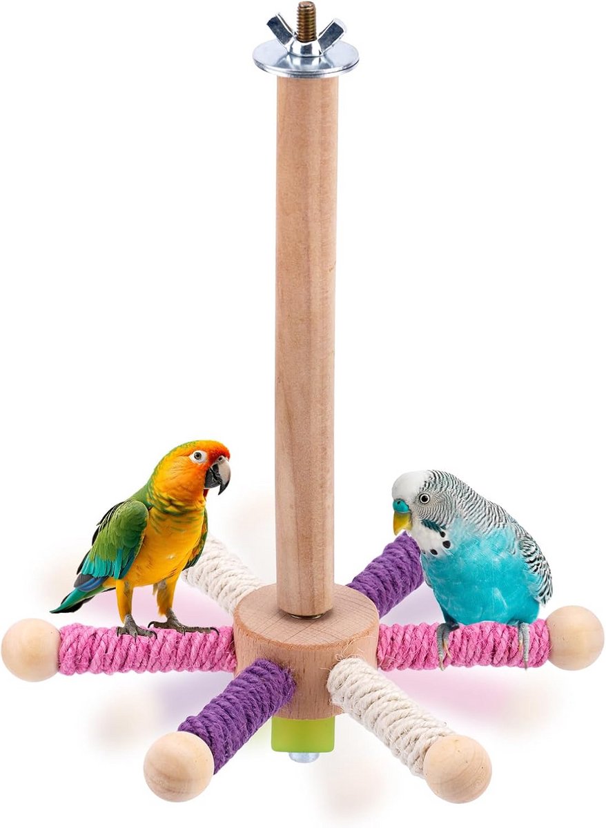 Draaibare Houten Vogelzitstok Speelgoed Schommel en Klimplatform voor Parkieten en Papegaaien