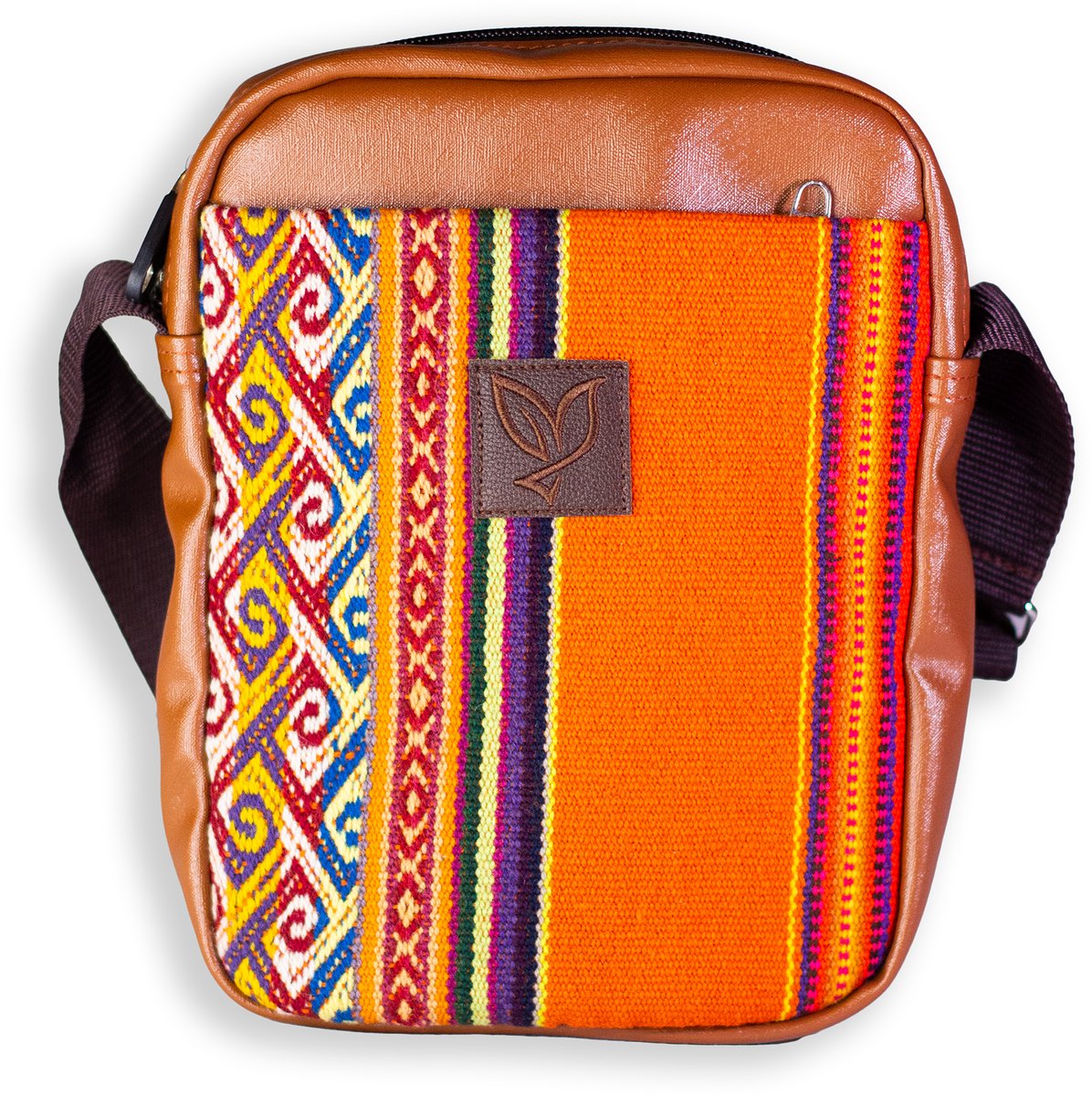 Bizoule® Crossbody Tas Klein - Handgemaakt Boliviaans Geweven Textiel - Duurzame Schoudertas Zuid-Amerika - Oranje