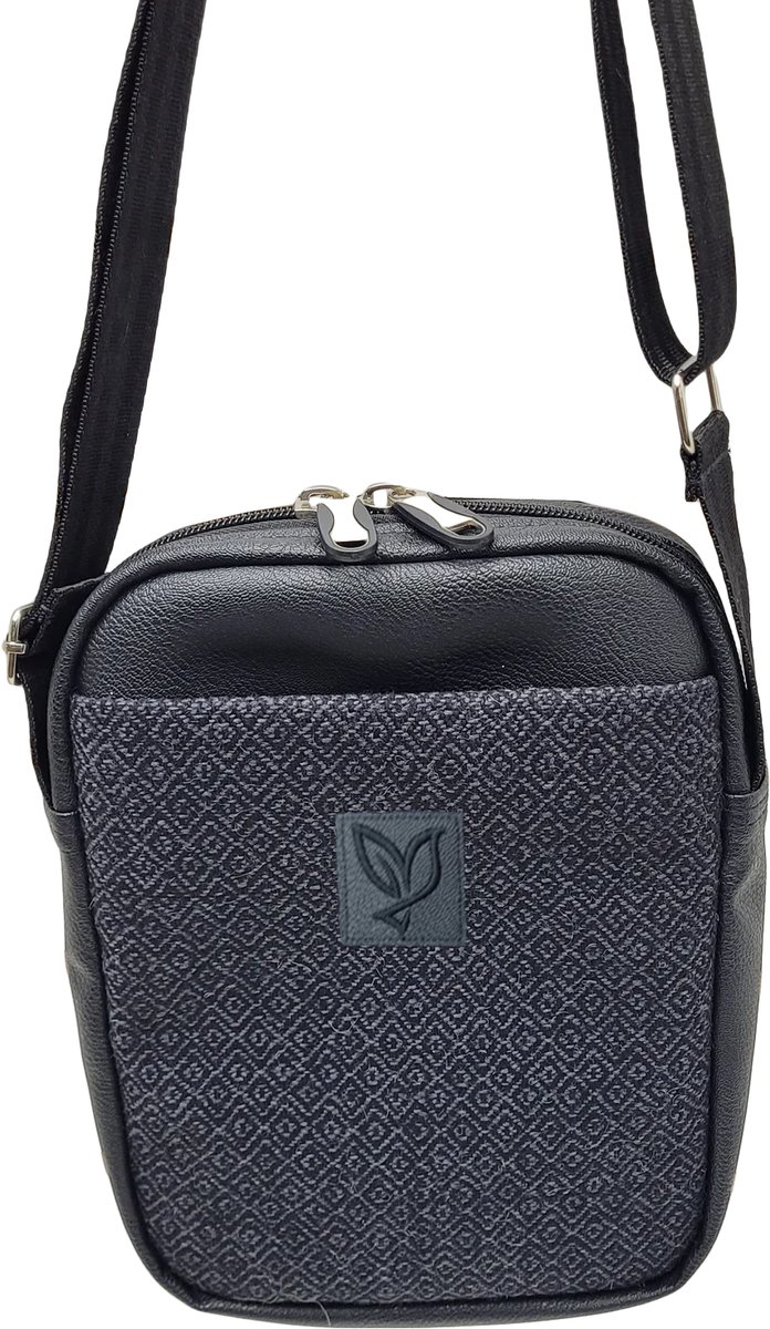 Bizoule® Crossbody Tas Klein - Handgemaakt Boliviaans Geweven Textiel - Duurzame Schoudertas Zuid-Amerika - Perdiz Zwart