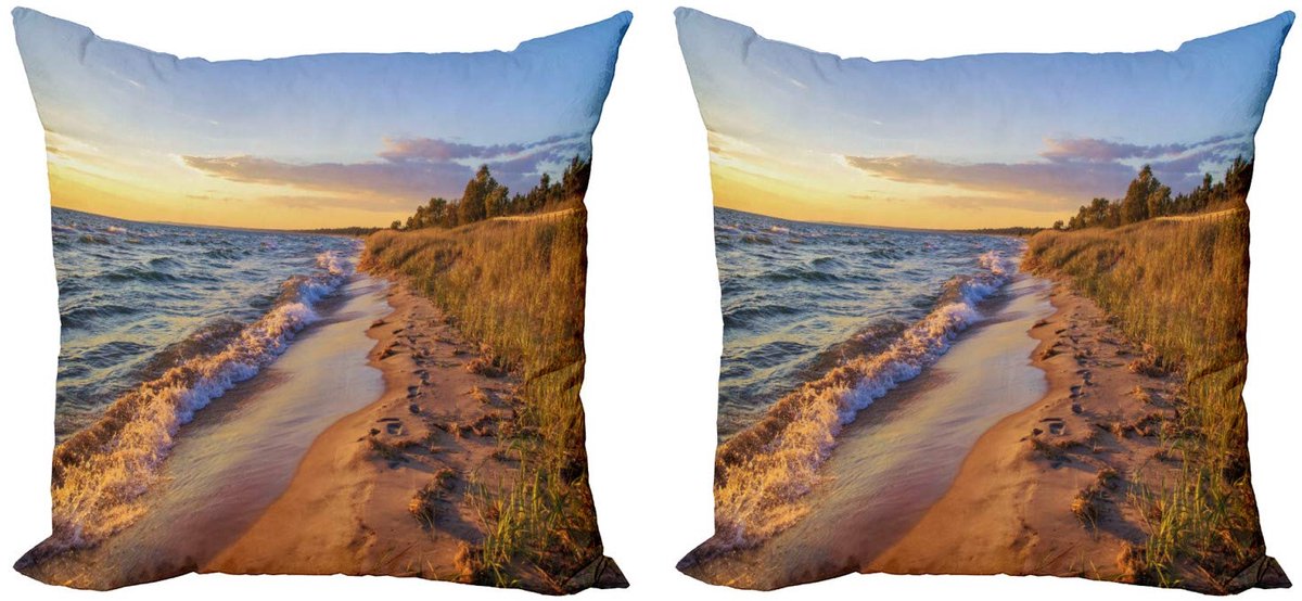 ABAKUHAUS Kust – Kussenhoezen Set – 2x50x50 cm – Dubbelzijdig Blassgelb