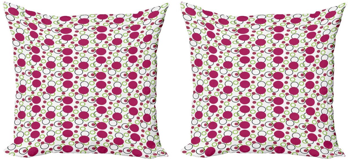 ABAKUHAUS Kussenhoes – Donkerroze-Groen-Zwart – 2x45x45 cm