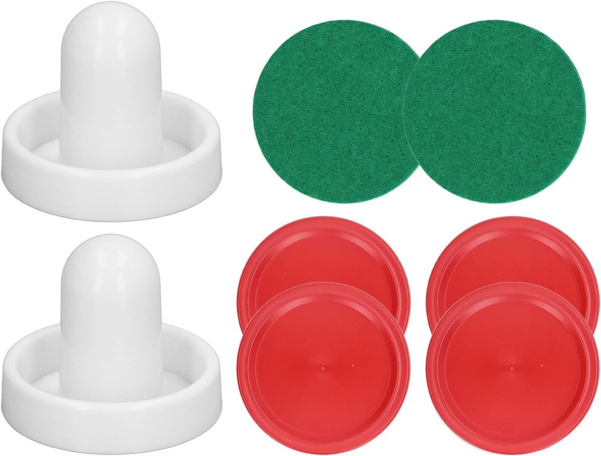 8-delige Set Airhockey Accessoires: Pushers Paddles Pucks en Groene Pads voor Standaard Airhockeytafels