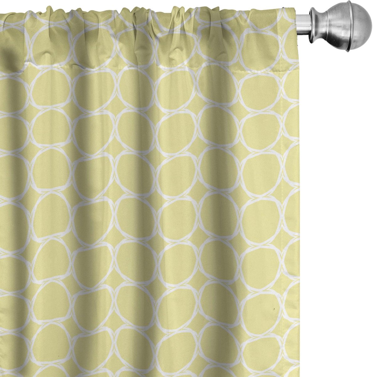 ABAKUHAUS Geometrische Voorhangen – 2x75x175 cm – Bleekgeel/Wit Blassgeel