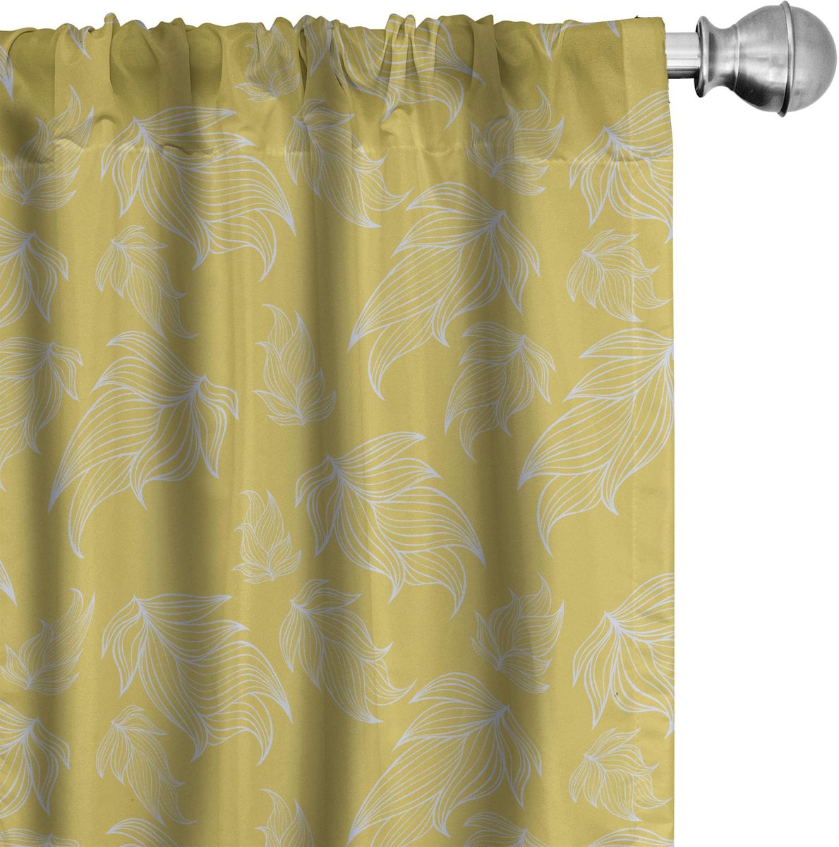 ABAKUHAUS Voorhang – 2x75x245 cm – Mikrofaser – Licht verduisterend – Bladeren Aarde Geel Ceil Blau