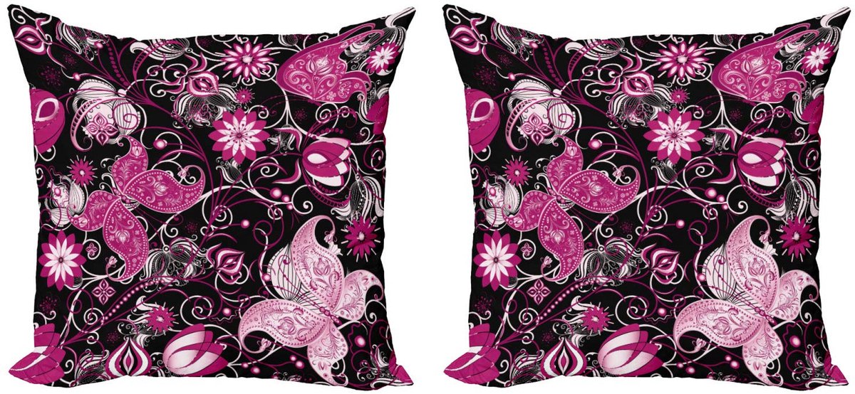 ABAKUHAUS Kussenhoes-Set 45x45 cm – dubbelzijdig digitaal bedrukt – Koksgrijs Magenta Koksgraue Magenta