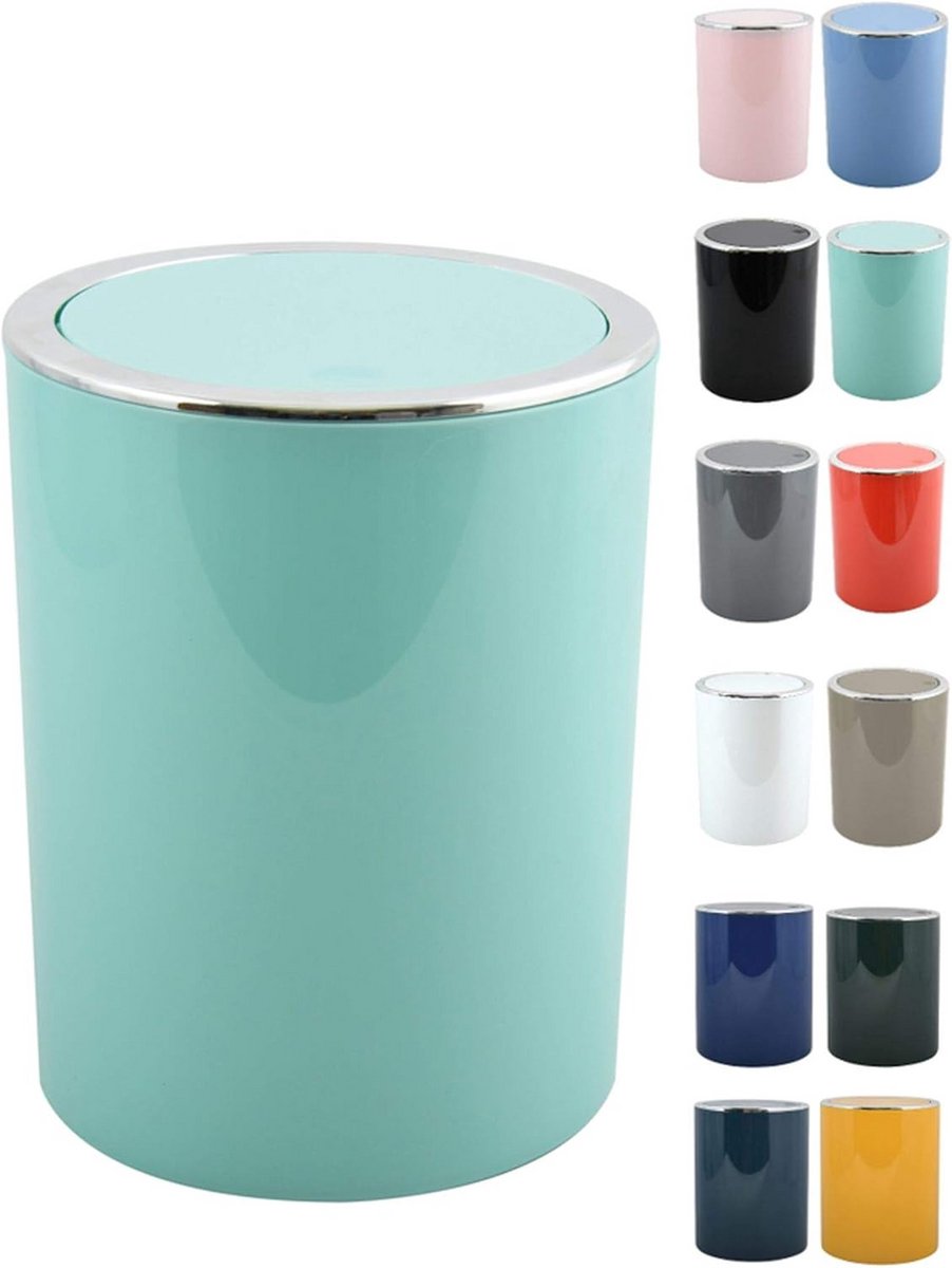 Kleine Kunststof Pedaalemmer 6 Liter Pastelgroen met Kanteldeksel voor Badkamer of Toilet