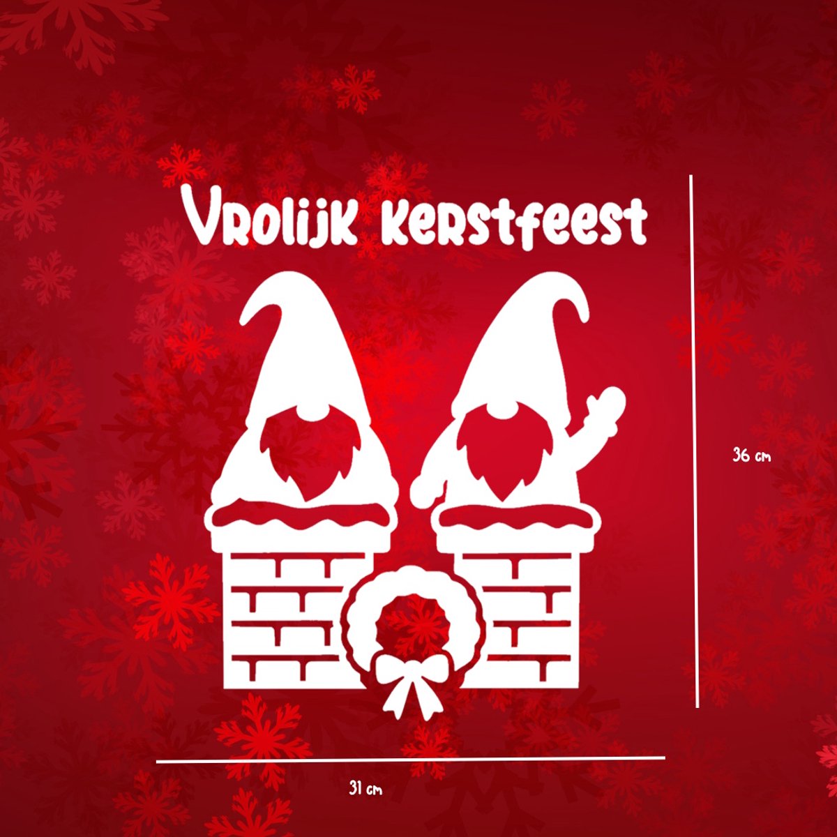 Kerst Raamsticker – Herbruikbaar Statisch – Gnomes op Schoorsteen - Gnoom - Klein – Winter