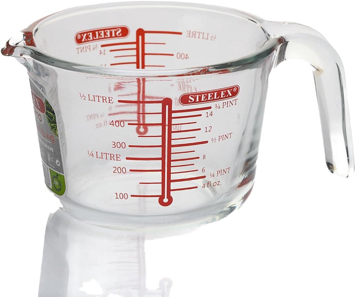 Glazen Maatbeker met Maatstrepen, Hittebestendig en Vaatwasmachinebestendig (0.5L)