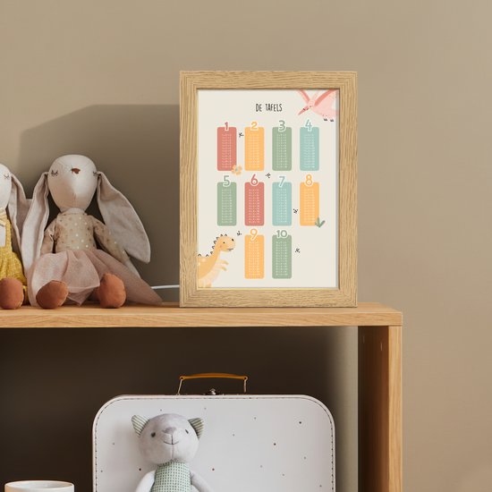 Nachtlampje 15x20 cm - Kinder lampje - Tafels - Educatief - Rekenen - Tafellamp kinderkamer - Slaapkamer lamp - Bedlamp kinderen - Kinderlampje stopcontact - Wandlamp babykamer - Nachtlampjes van OnlyWow — afbeelding 3