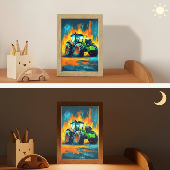 Nachtlampje 15x20 cm - Kinder lamp - Abstract - Tractor - Groen - Tafellamp kinderkamer - Slaapkamer lamp - Bedlamp kinderen - Kinderlampje stopcontact - Wandlamp babykamer - Nachtlampjes van Merkloos — afbeelding 4