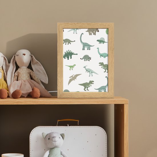 Nachtlampje 15x20 cm - Kinder lampje - Dino - Groen - Jongens - Dinosaurus - Blauw - Tafellamp kinderkamer - Slaapkamer lamp - Bedlamp kinderen - Kinderlampje stopcontact - Wandlamp babykamer - Nachtlampjes van Merkloos — afbeelding 3