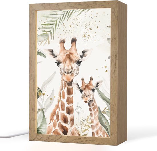 Nachtlampje 20x30 cm - Kinder lampje - Giraffe - Natuur - Kinderen - Dieren - Tafellamp kinderkamer - Slaapkamer lamp - Bedlamp kinderen - Kinderlampje stopcontact - Wandlamp babykamer - Nachtlampjes