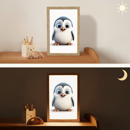 Nachtlampje 20x30 cm - Kinder lamp - Pinguïn - Dieren - Meisjes - Kind - Jongens - Tafellamp kinderkamer - Slaapkamer lamp - Bedlamp kinderen - Kinderlampje stopcontact - Wandlamp babykamer - Nachtlampjes van AphexTrading — afbeelding 4