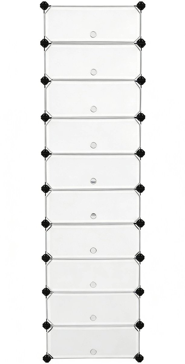 Opbergkast Schoenenkast 10-delige set 40 x 30 x 17 cm Wit Opbergorganizer Modulaire stapel