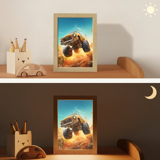 Nachtlampje 15x20 cm - Kinder lamp - Monstertruck - Kind - Jongen - Auto - Tafellamp kinderkamer - Slaapkamer lamp - Bedlamp kinderen - Kinderlampje stopcontact - Wandlamp babykamer - Nachtlampjes van Merkloos — afbeelding 4