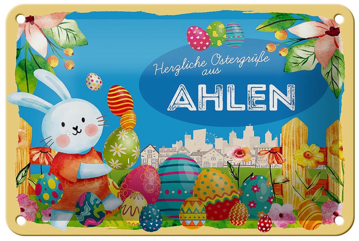 Blechschild Ostern Ostergrüße 18x12cm AHLEN Geschenk Deko