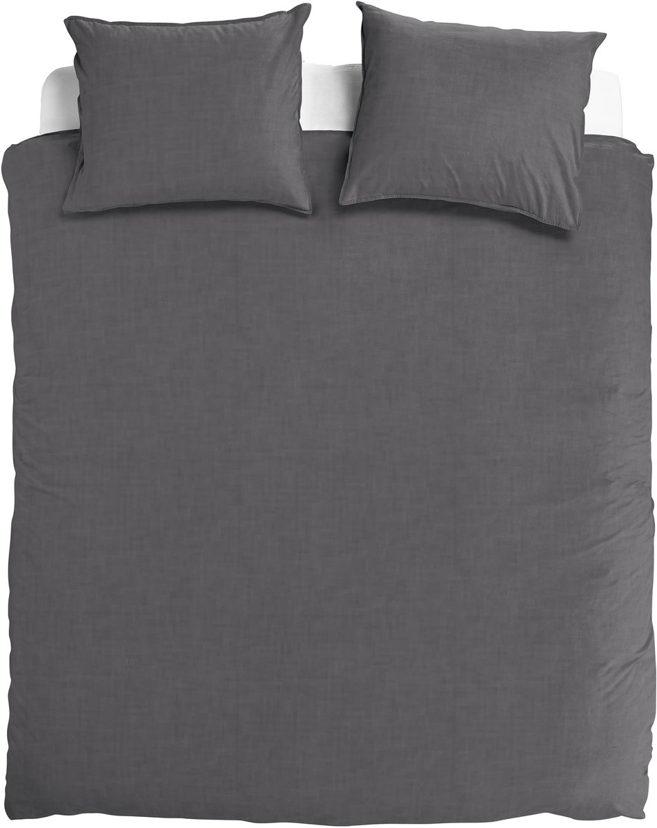 totaalBED Dekbedovertrek Lou Dark Grey - 140x200/220 cm - 50% linnen, 50% katoen - incl.
