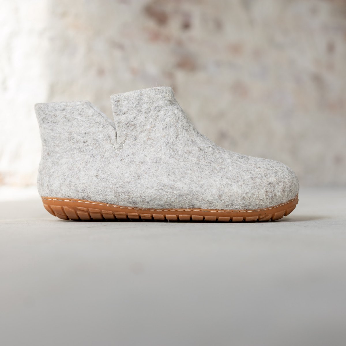 Vilten Hoge Dames Pantoffel Jado - Lichtgrijs - Maat 39 - Harde Zool