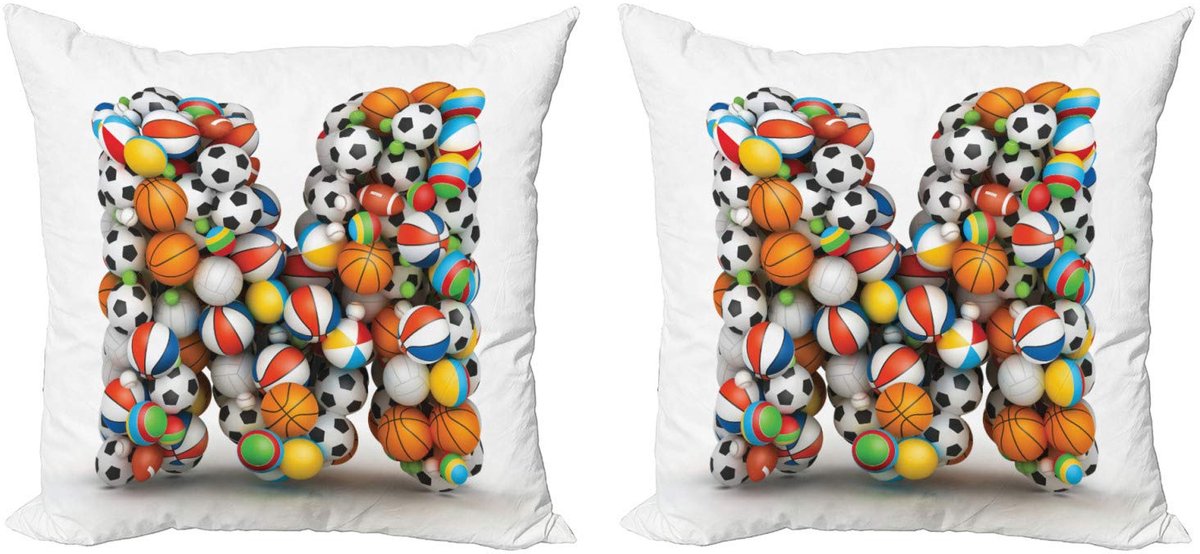 ABAKUHAUS Kussenhoes – Set M 2x40x40 cm – Dubbelzijdig bedrukt – Rits – Multicolor Wit
