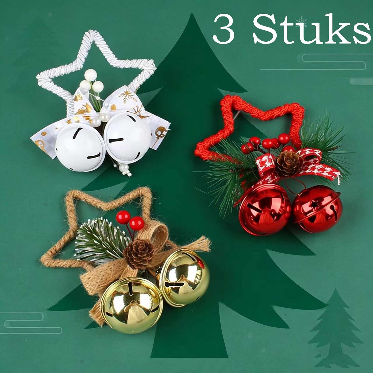 Meedeer Kerstbal Bel-Kerst Kerst Klokken-Kerstboom Ornamenten-Hangers -Winkelcentrum Venster Dubbele Klokken Ornamenten-voor Kerstmis-Kerstboom-Kerstbloem-Bruiloft-Feestdecoratie