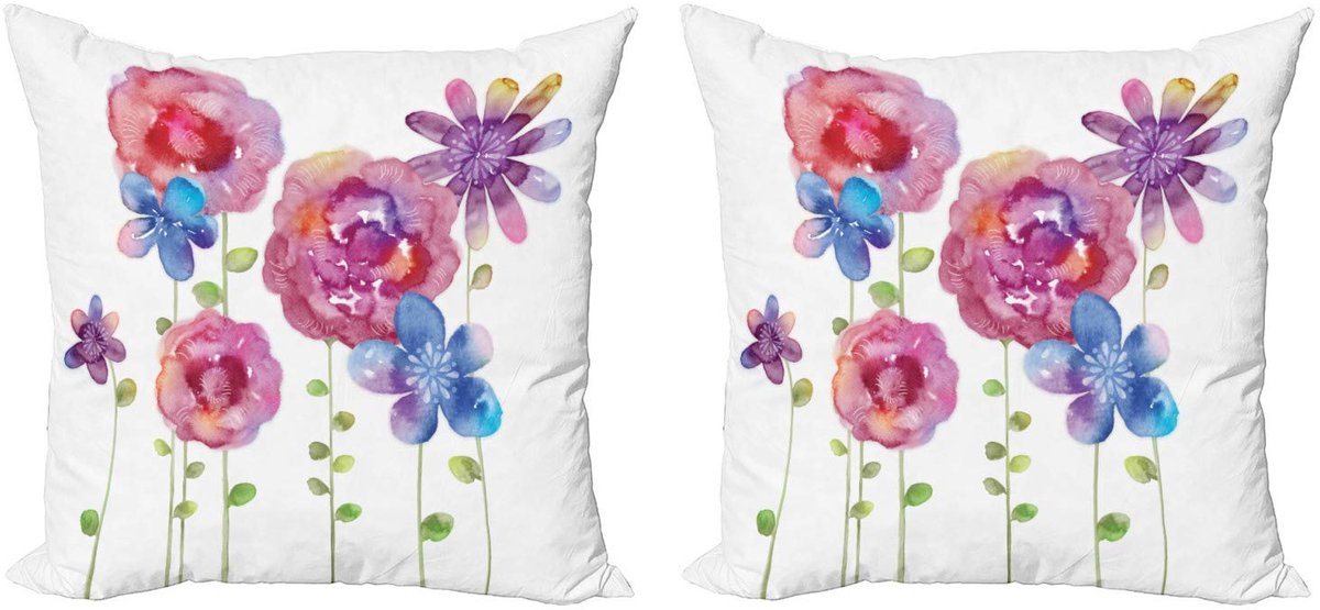 ABAKUHAUS Kussenhoes Set – Bohemische Bloemen, Dubbelzijdig, 50x50 cm Rosa