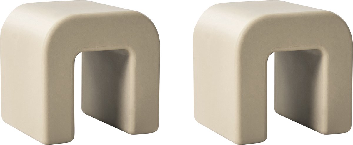 MOZIA - Bijzettafel set van 2 - Zandbeige - Synthetisch materiaal