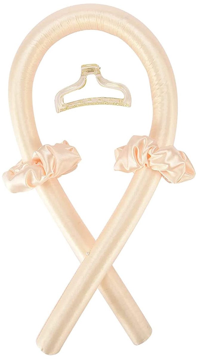 4 delig Heatless Curl Set- Incl. Scrunchies en Haarklem -Haarrollers - Krullen Zonder Hitte - Krullend Haar Producten - Haarkruller - Complete Set-Champagne