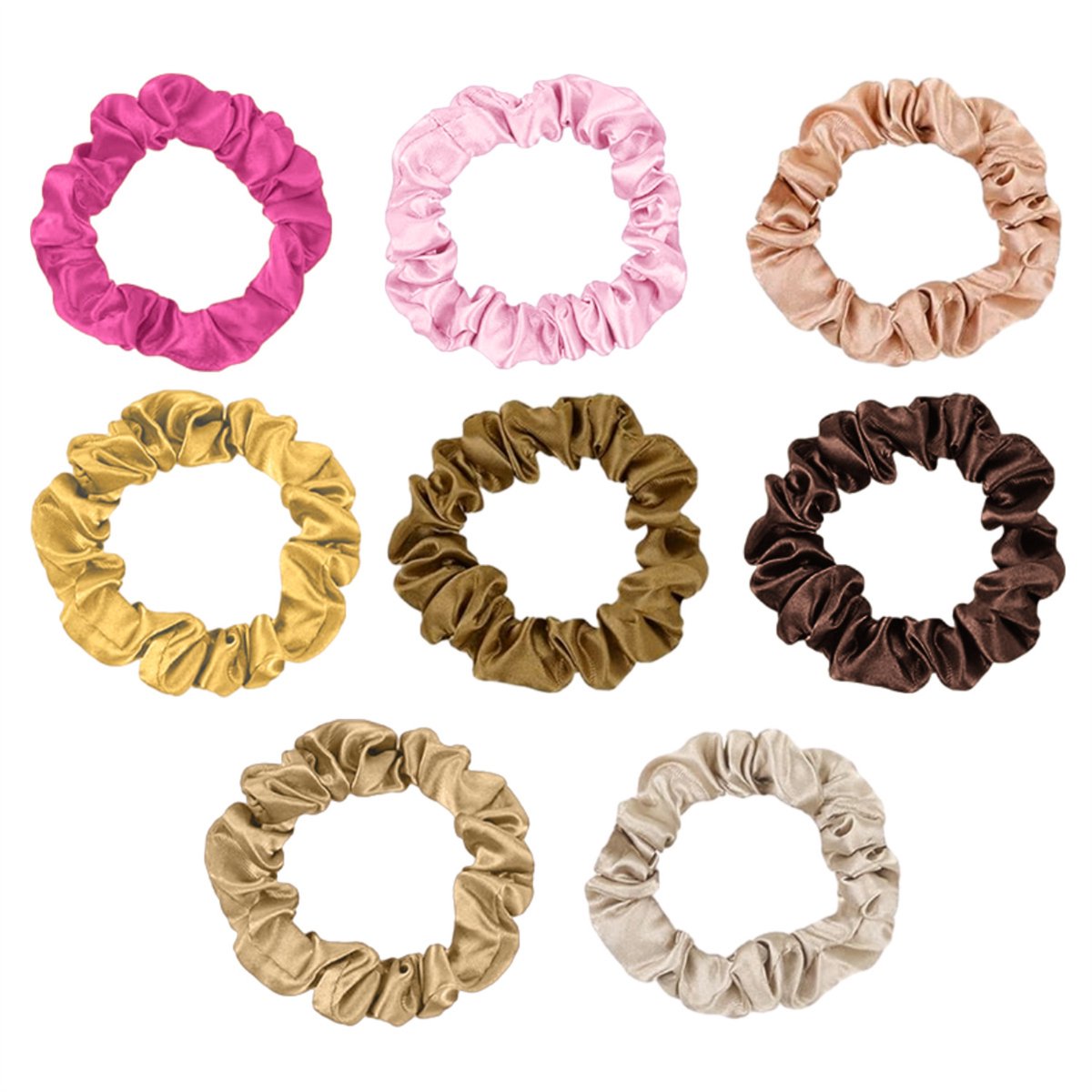 QTTVBTNA - 8-delige Satijnen Haar Elastiek - Haarelastiekjes - Elastische Paardenstaart Scrunchies - Elegante Multicolor Haaraccessoires - voor Diverse Hairstyles
