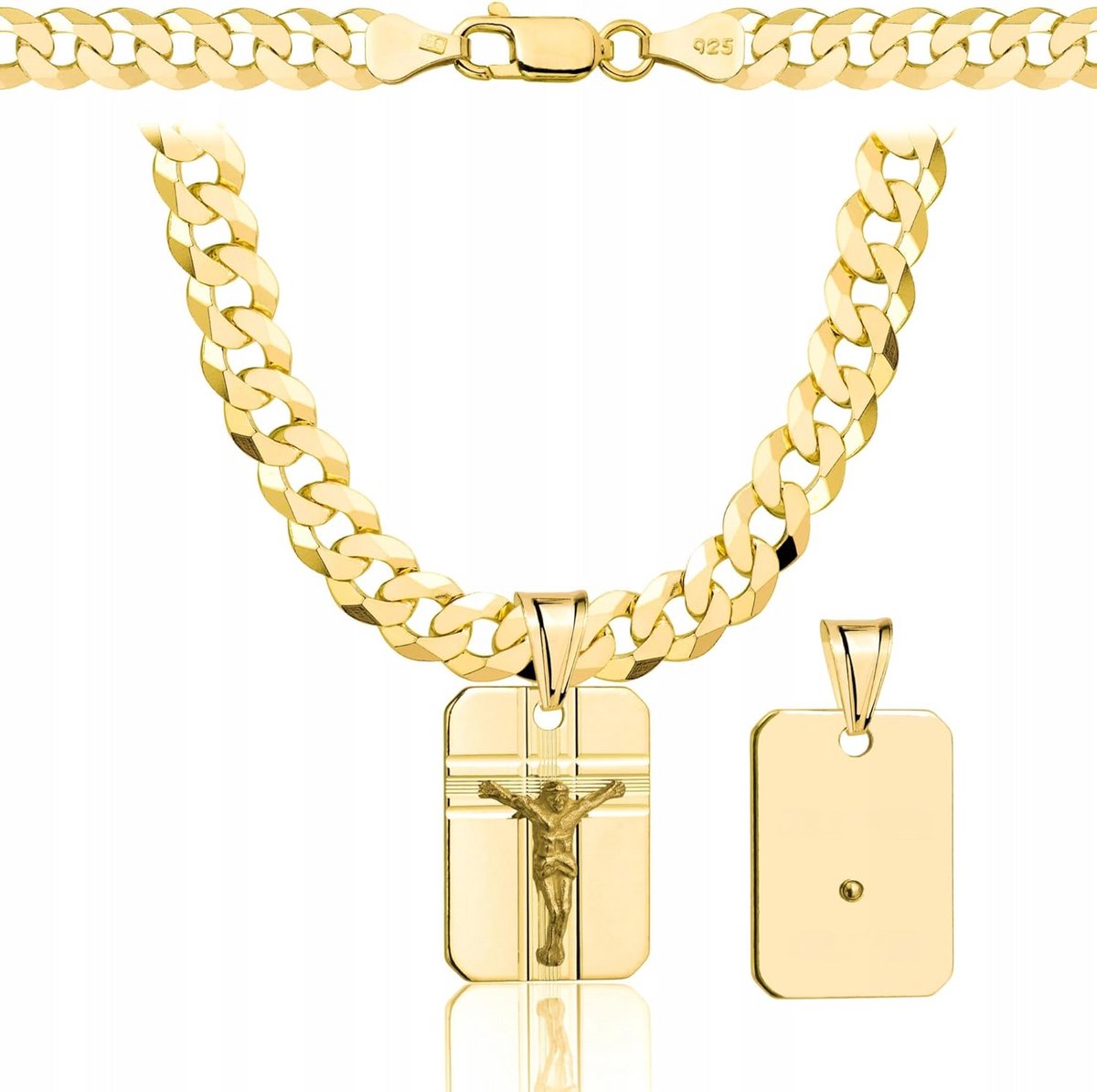 Heren Goldkruis Ketting 585 Goud - Massieve Herenketting 6.5 mm