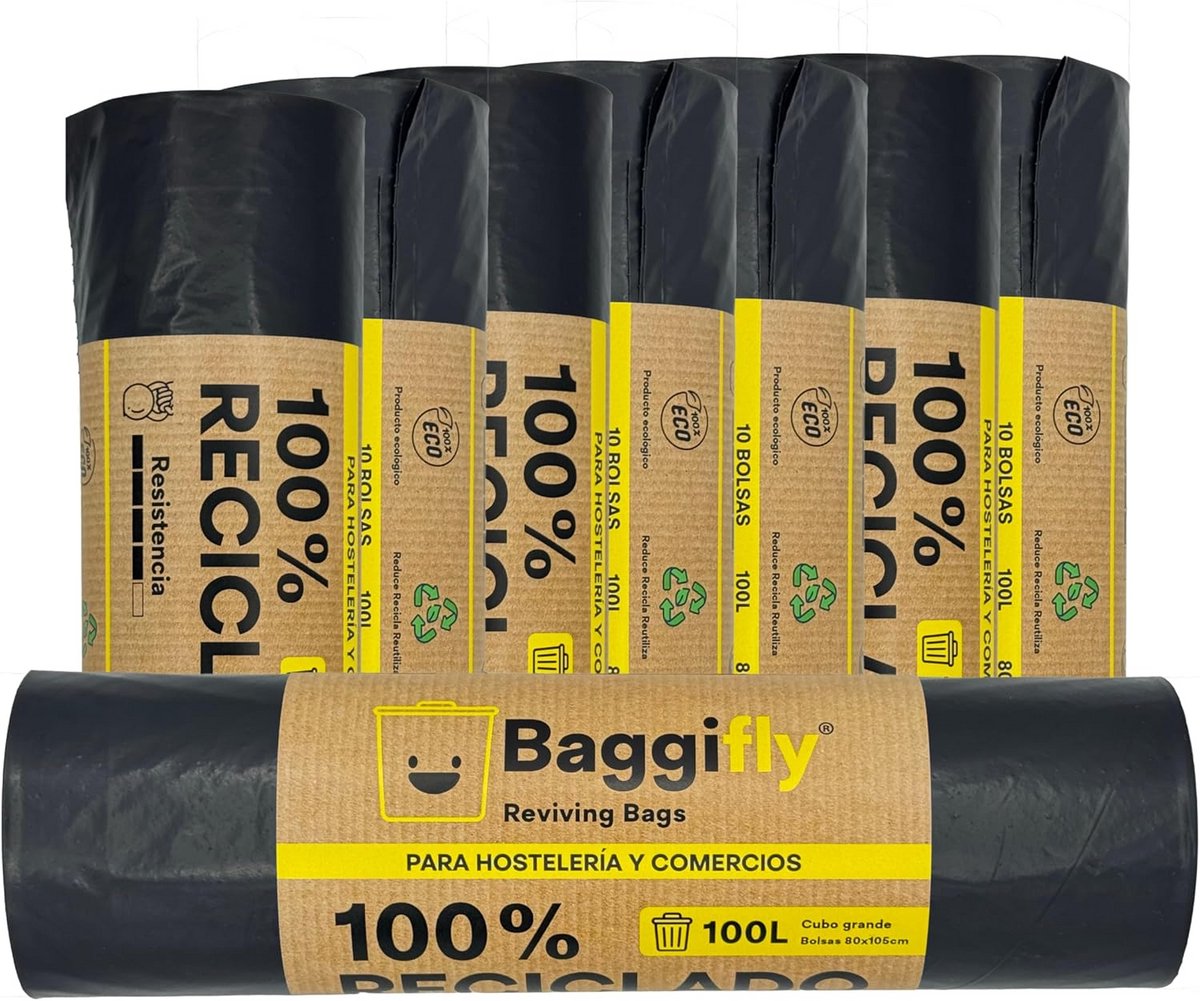 Zwarte Vuilniszakken 100L - 80 Stuks - Extra Sterk & 100% Gerecycled - Geschikt voor Horeca en Grof Vuil