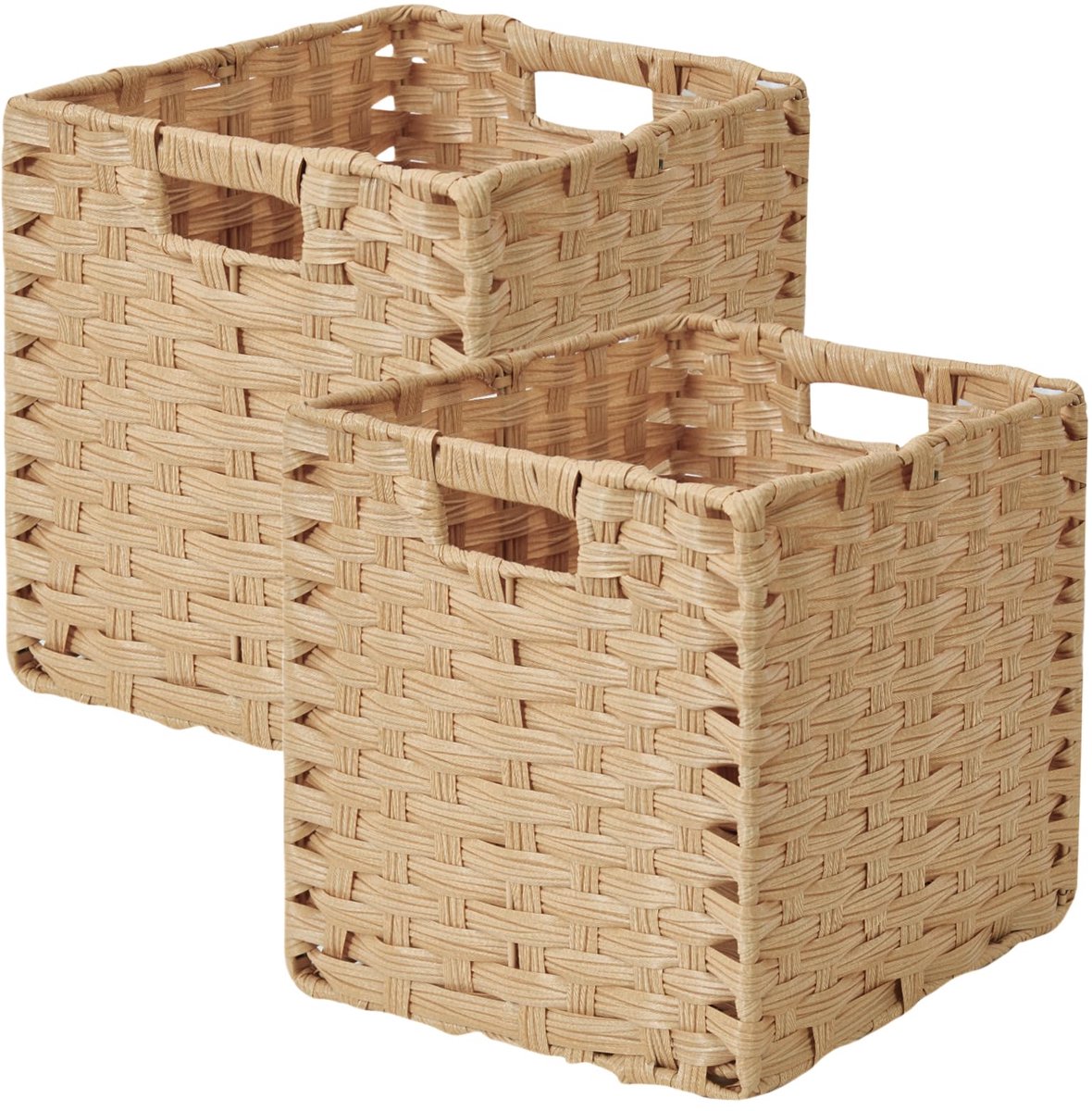 Unyqoos® Opvouwbare opbergmanden van kunststof met rotan-look en draaggrepen