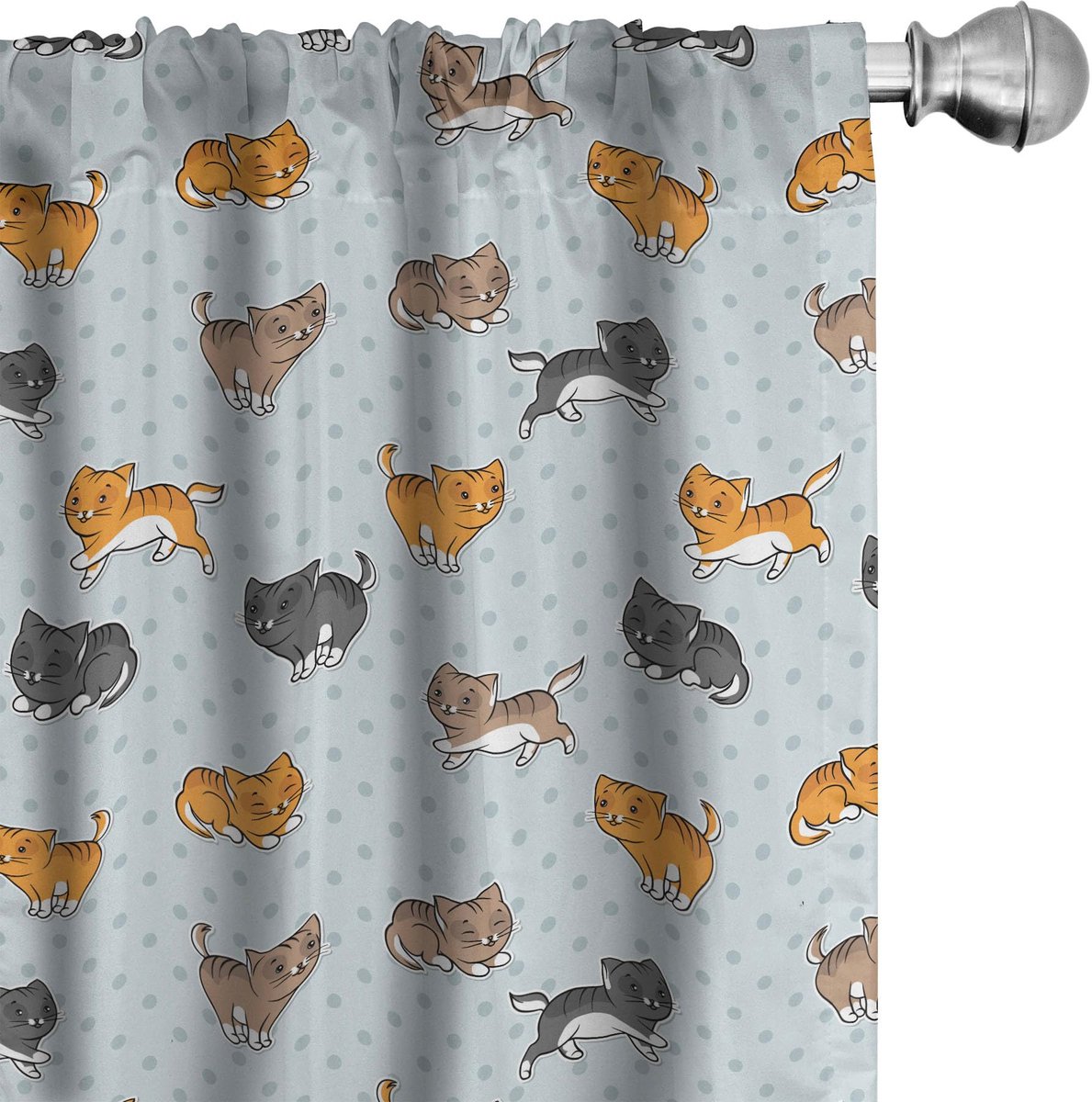 ABAKUHAUS Voorhangen – 2x75x175 cm – Microvezel – Lichtblauw/Multicolor Hellblauw