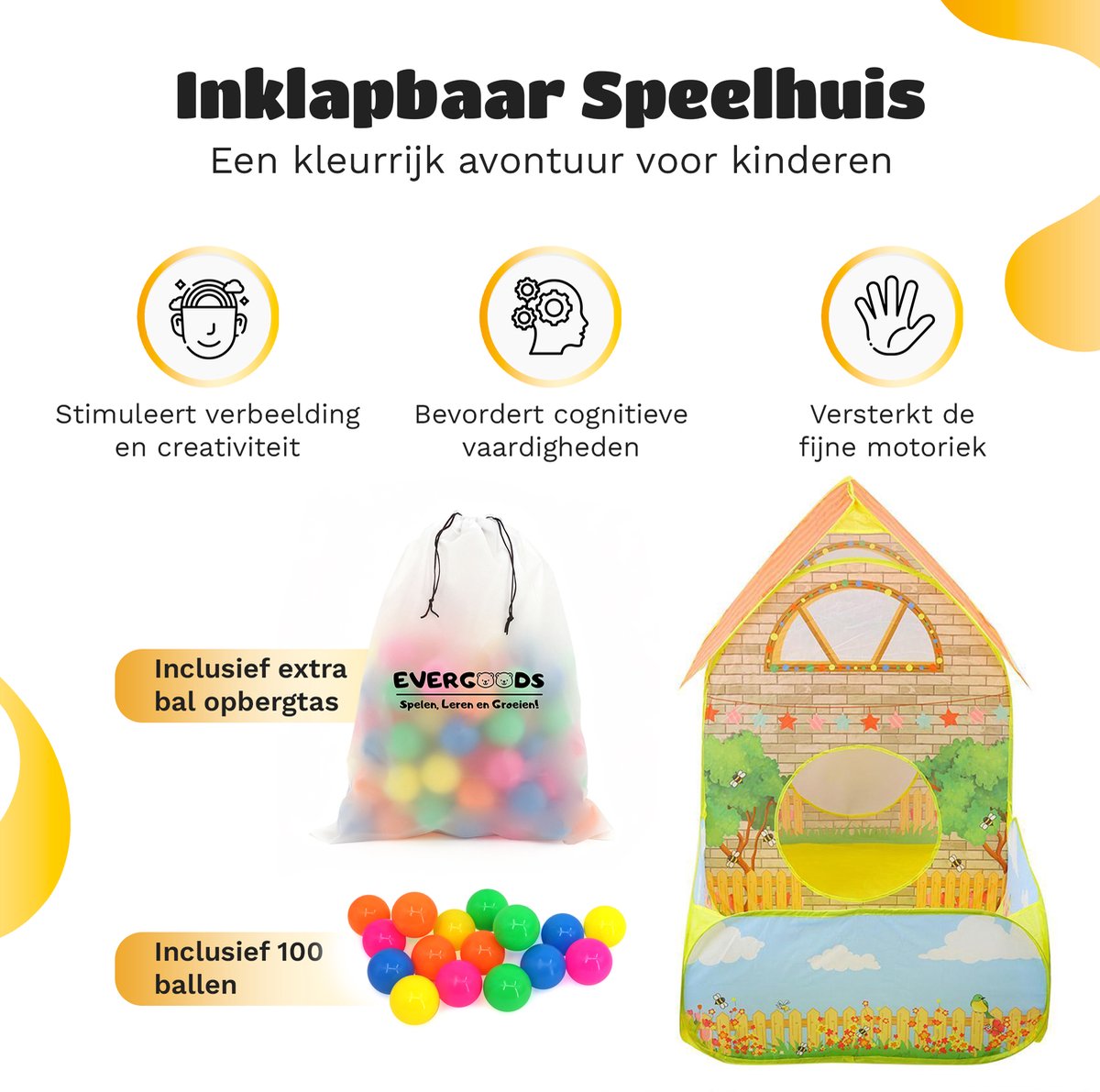 Selonis Pop Up Speeltent Voor Kinderen 100 Ballen Magisch Kasteel Met Kleurrijke Ballen Draagbaar Gemakkelijk Opvouwbaar Veilig En Leuk Voor Binnen En Buiten Spelen, Blauw:Babyblue-Poeder Roze-Parel
