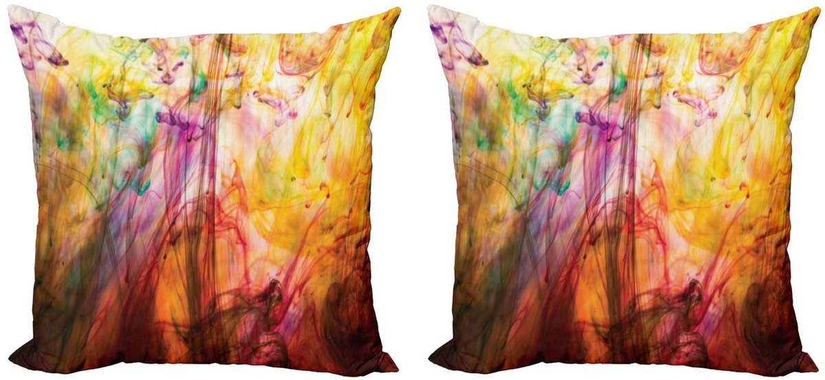 ABAKUHAUS Moderne Kussenhoes Set 2x60x60 cm – Dubbelsidig Digitaaldruk – Regenboog Multicolor