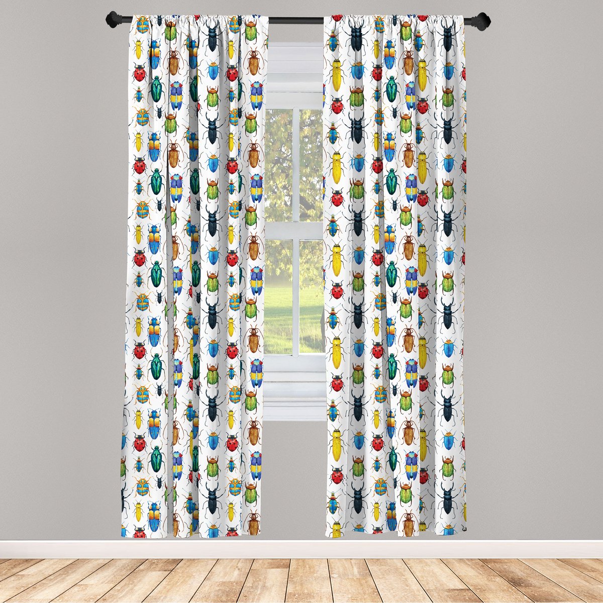 ABAKUHAUS Insectenraamgordijnen – 2-delige set 75x225 cm – Veelkleurig
