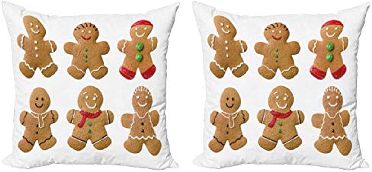 ABAKUHAUS Peperkoekmannetje – kussenhoes 40x40 cm – dubbelzijdig – 2-pack Pale Brown
