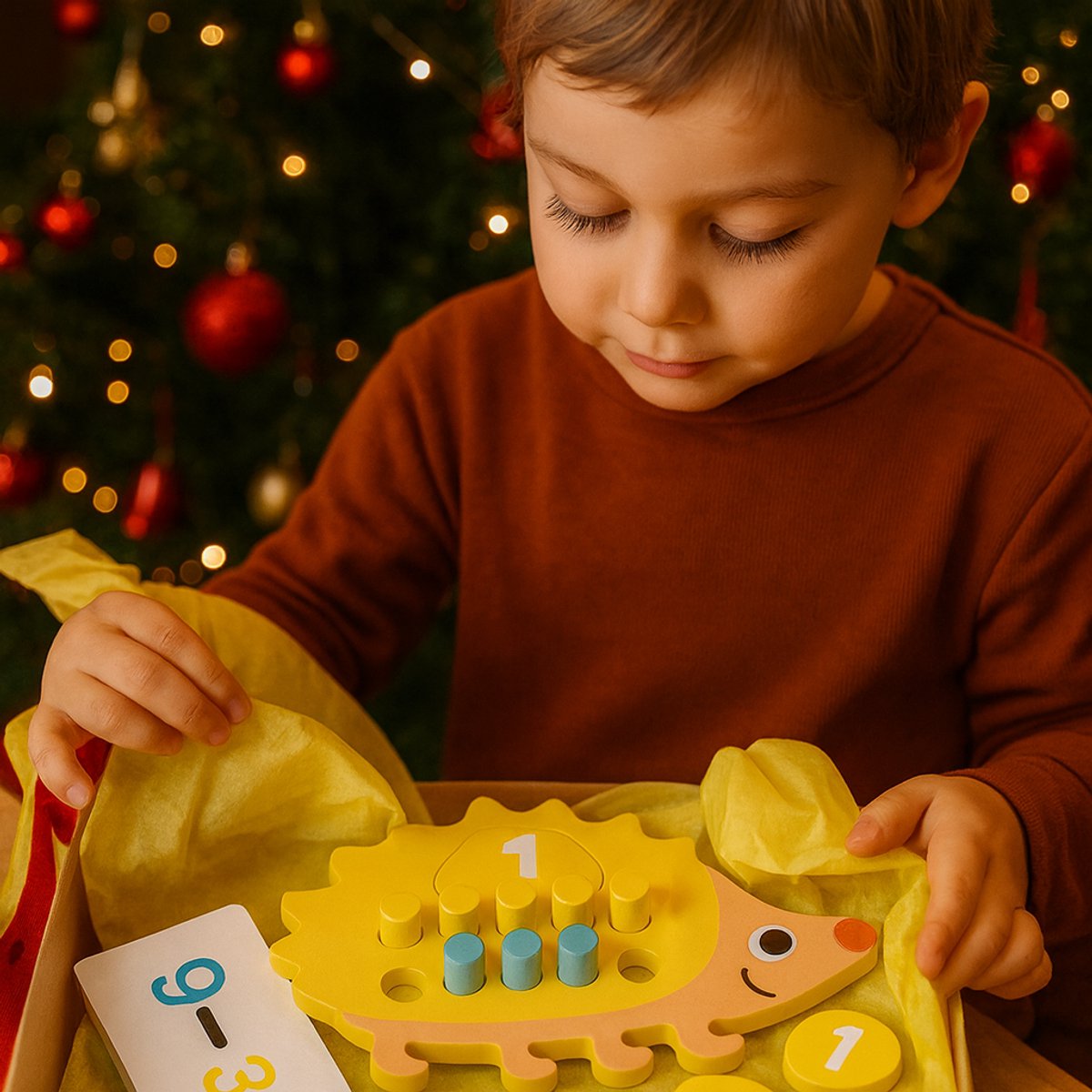 Educatief Rekenspeelgoed – Montessori - Houten Egel Rekenspel – Montessori Telspel – Leren Rekenen – Cadeau – Speelgoed 3+ — afbeelding 2