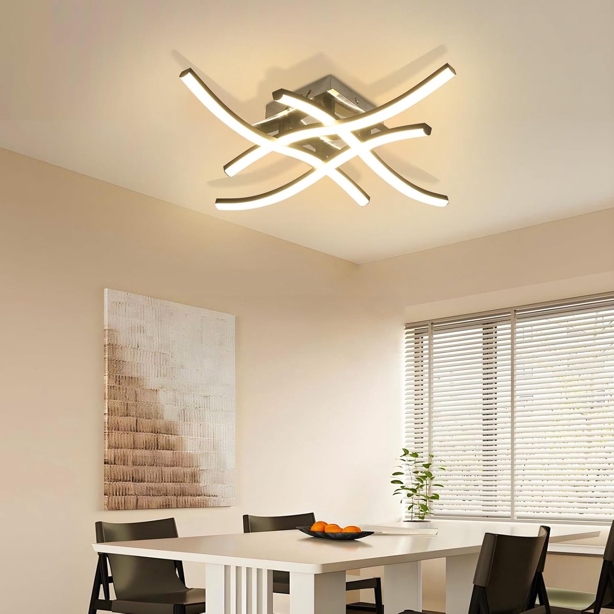 Haobosic Golf - Plafondlamp - Zwart/Chroom 45x45cm - 24W Warm Wit 3000K - RA80