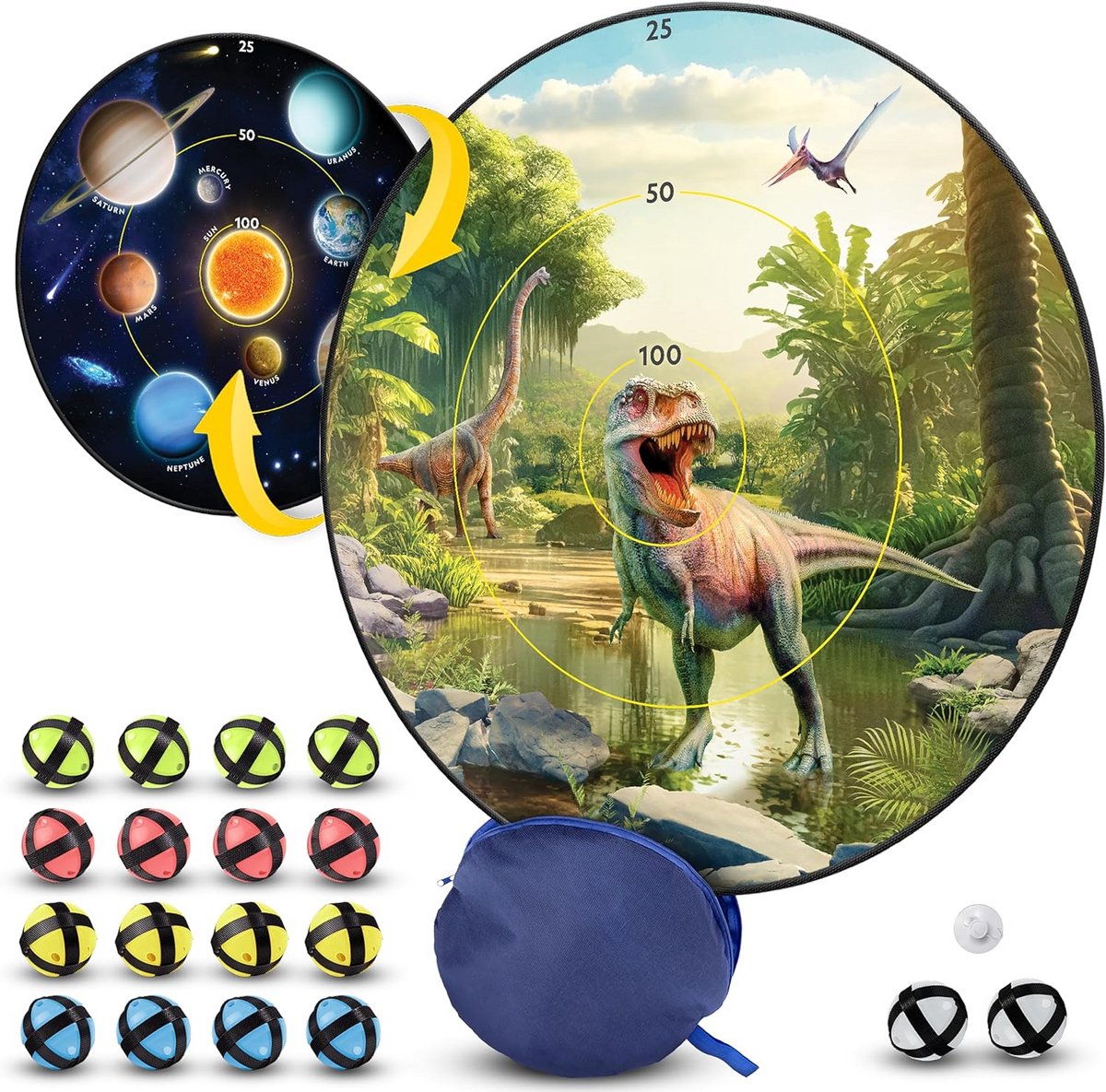 Kinderspel Dartbord 2 kleuren 70 cm met Kleverige Ballen voor Binnen
