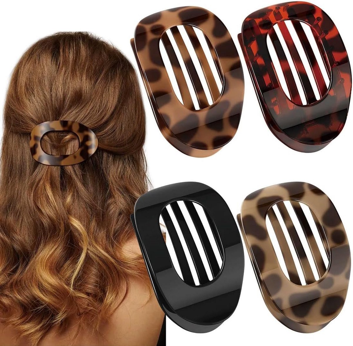 4x Platte Haarspeld voor Dames - Stevige Franse Haarclip met Veilige Grip