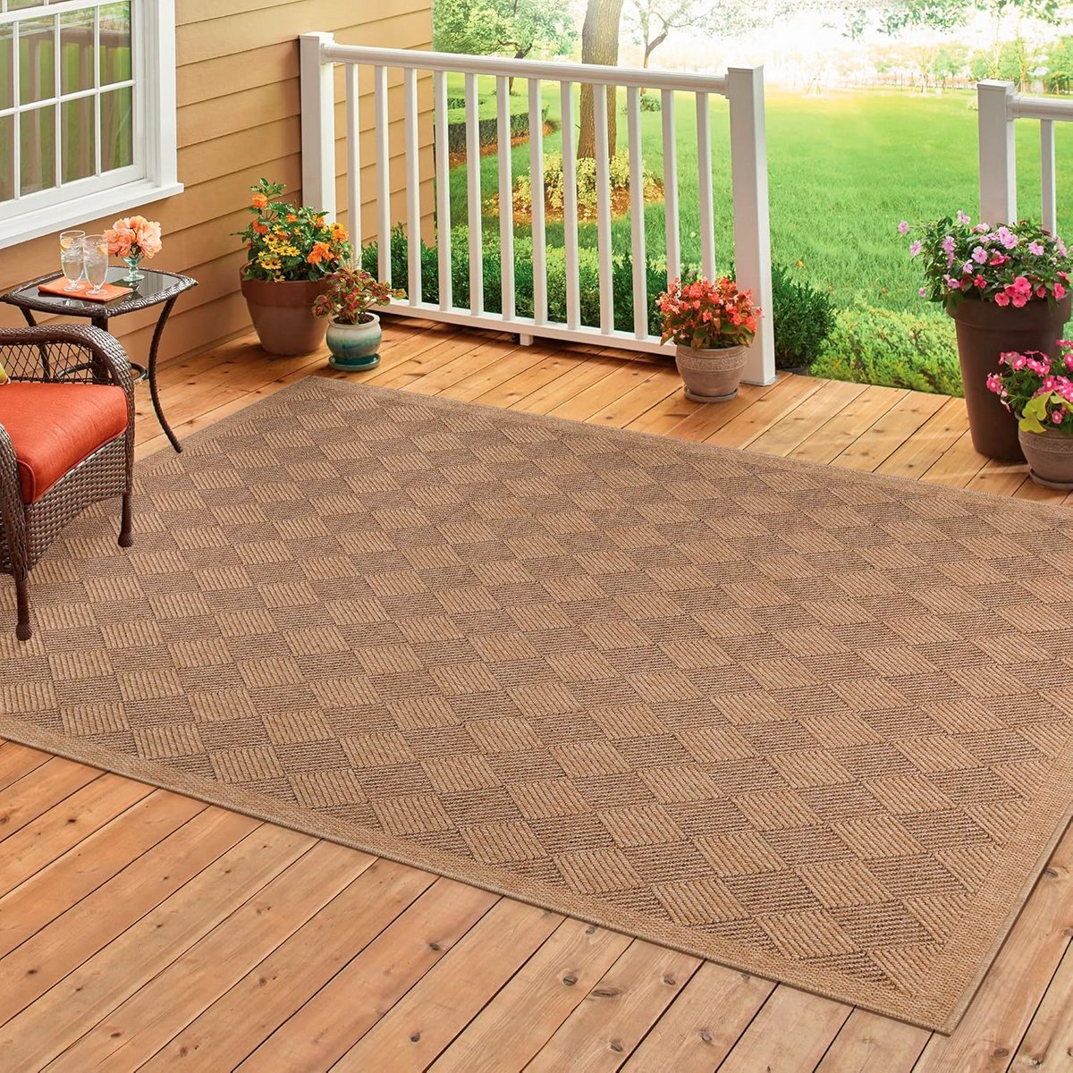 Buitenkleed 160x230 cm Waterdicht met Sisal Jute Look voor Tuin en Balkon