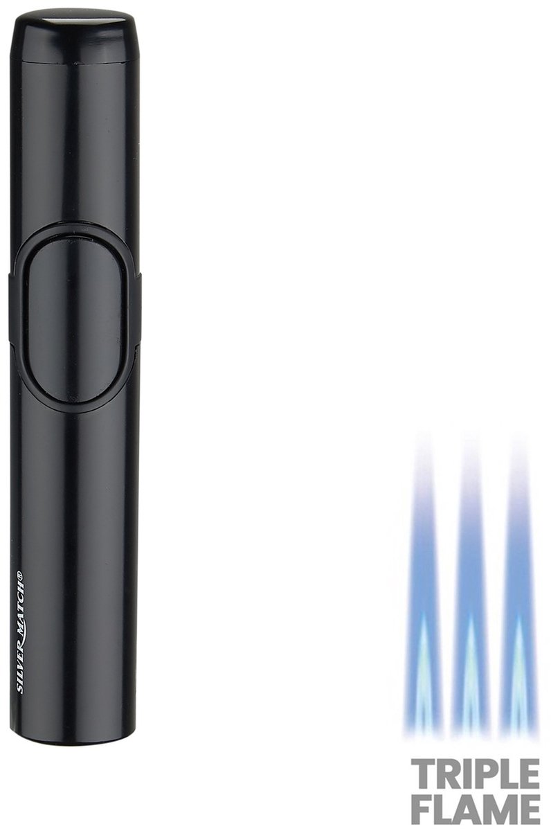 Silver Match Luxe Metalen Sigaren Aansteker – Triple Jet Flame Torch – Premium Windproof Turbo – Navulbaar – Voor Sigaren, Vuurwerk en BBQ